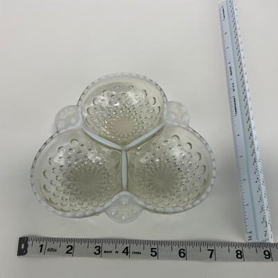-322- GLASSWARE | Anchor Hocking Opalescent Divided Three Dish