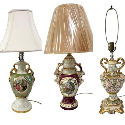3 Vintage Victorian Style Lamps