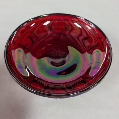 Fenton Carnival Glass Dish Hand Painted & Signed