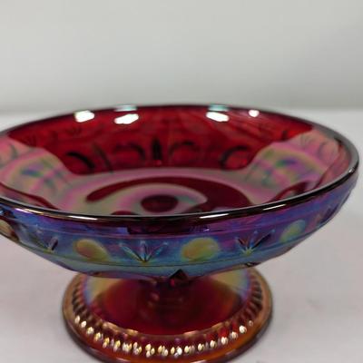 Fenton Carnival Glass Dish Hand Painted & Signed