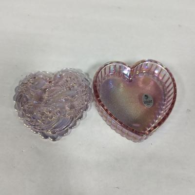 Fenton Pink Heart Shaped Trinket Box