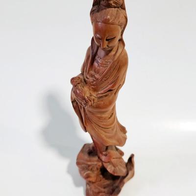 Vintage Chinese Wood Figure, Quan Yin in Wood