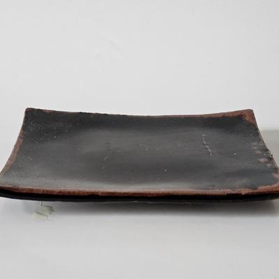 Footed Ceramic Dish.Tray Brown