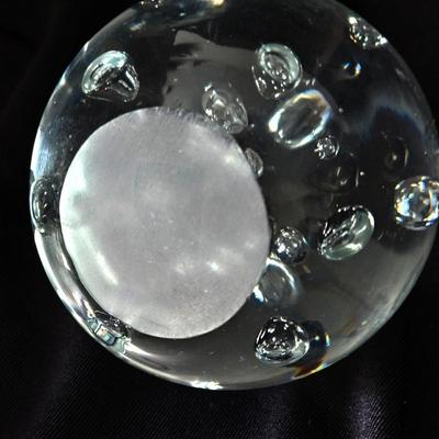 Murano Art Glass Clear Control Bubble Paperweight Small