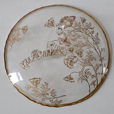 Vintage Silvercity Glass 22k Gold On Crystal 50th Anniversary Dish