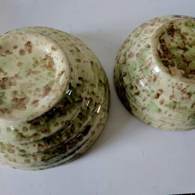 Set of two Antique Spongeware Bowls, likely Japanese 19th century