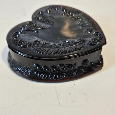 Black Glass Heart Box