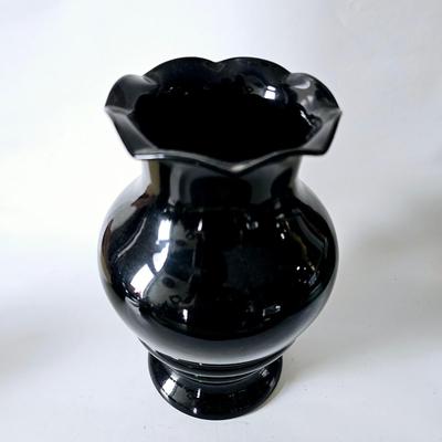 Vintage Black Amethyst Glass Vase