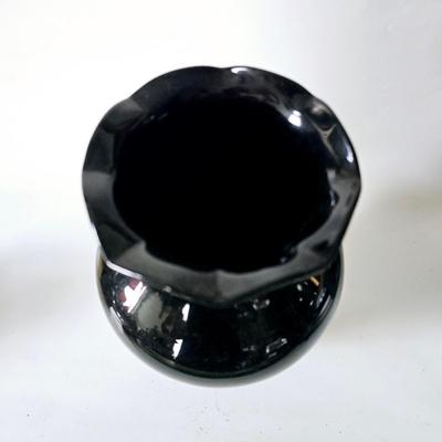 Vintage Black Amethyst Glass Vase
