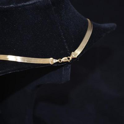 10K Gold Wide Herringbone Necklace 19.75