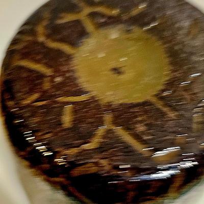 (In the Style of) Durand Black and Gold Crackle Glass Vase