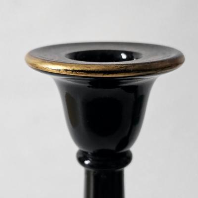 Cambridge Ebony Glass Candlesticks