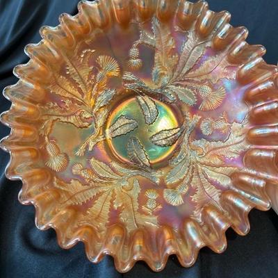 Carnival glass Vintage Fenton Marigold Thistle Pattern Bowl 8 1/4"
