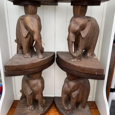 Mid Century Mod Teak Elephant Table Seats