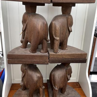 Mid Century Mod Teak Elephant Table Seats