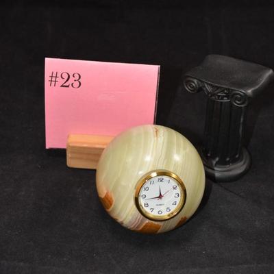 Polished Onyx Sphere Desk Clock 3