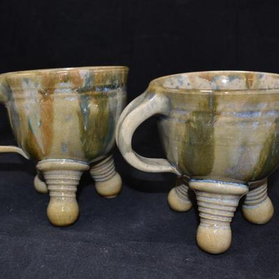 Unusual Ceramic Tea Pot with Matching Cups