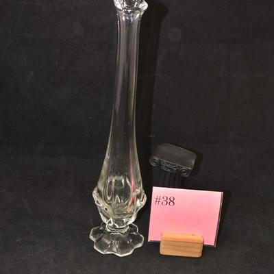 Vintage Fenton Clear Glass Slung Vase 13