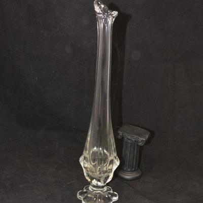 Vintage Fenton Clear Glass Slung Vase 13