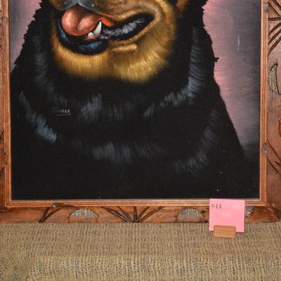 Vintage MCM Black Velvet Rottweiler Painting 40