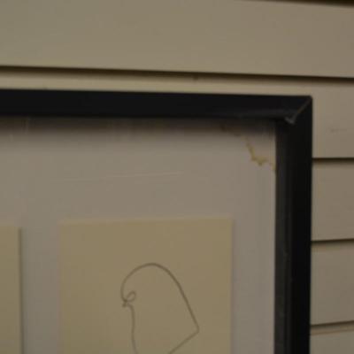 Framed Shadowbox of Reproduction Pablo Picasso Animal Sketch Line AS IS 41