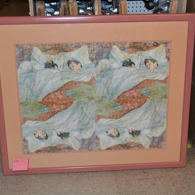 Large Framed & Matted Collage of Reproduction 