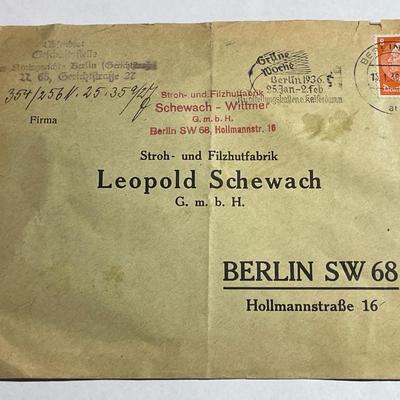 Vintage Pre-World War II German Envelope Empty in Good Preowned Condition.