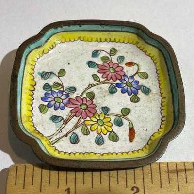 Vintage Asian Cloisonne Mini Plate Trinket Dish as Pictured.
