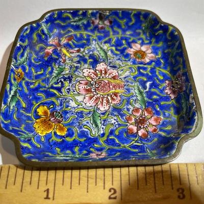 Vintage Asian Cloisonne Mini Plate Trinket Dish as Pictured.