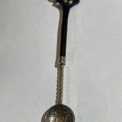 Vintage East Africa 1952 1 Shilling King George Coin Spoon w/Carved Wooden Elephant Handle as Pic'd.