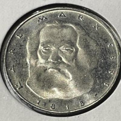(2) GERMANY 1983 Commemorative 5 Deutsche Mark Coins, 100th Anniversary of Karl Marx's Death.