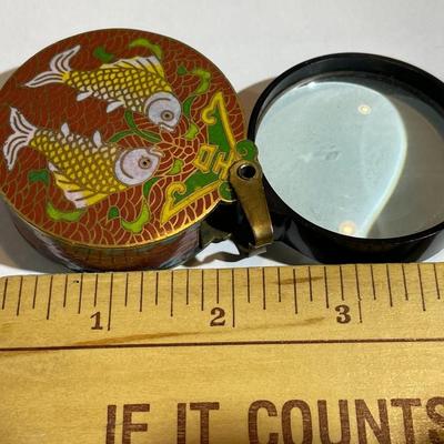 Vintage Asian Cloisonne Magnifying Glass (Strong Power) in Fair-Good Condition as Pictured.