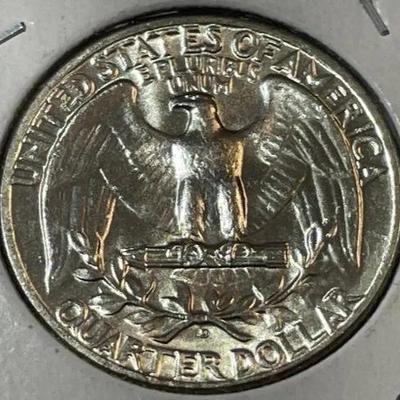 1952-D CHOICE UNCIRCULATED CONDITION WASHINGTON SILVER QUARTER AS PICTURED.