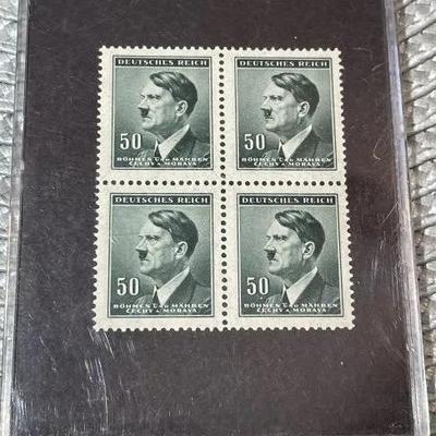 Bohemia/Moravia Mint Block of 4 Hitler Stamps in a Hard Plastic Holder as Pictured. Receive Stamps as Pictured.
