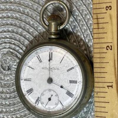 Antique TRENTON WATCH CO Silver-tone Pocket Watch Needs Repair/Overwound as Pictured.