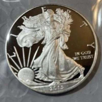 2013-W 1 oz Proof American Silver Eagle from a Coin Album No Capsule as Pic'd. (Proof 64/65 Quality).