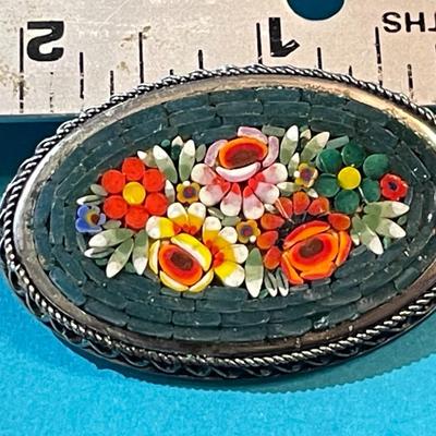 Vintage Mid-Century Micro Mosaic Pin/Brooch in Good Preowned Condition.