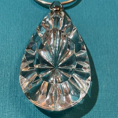 Vintage Lucite Pendant on a Sterling Silver Snake Chain in Very Good Preowned Condition.