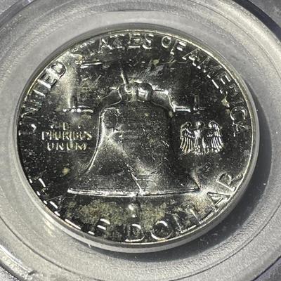 PCGS Certified 1959-P MS64 White Franklin Silver Half Dollar as Pictured.