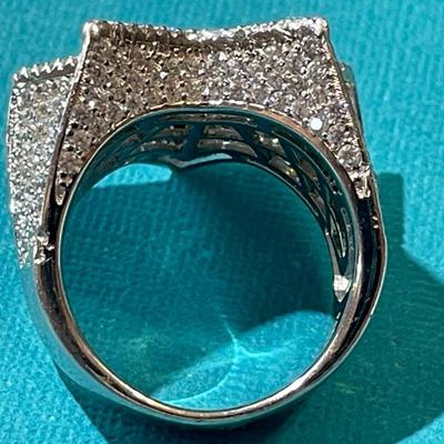 Men's or Women's Baguette MOISSANITE Iced Out Star Ring, Solid .925 Sterling Silver Passes DIAMOND TESTS in VG Preowned Condition. (Ring...