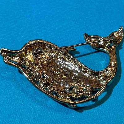 Vintage Gorgeous Crystal Dolphin Pin/Brooch in VG Preowned Condition as Pictured.