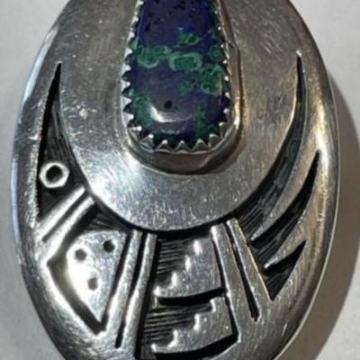 Vintage Native American Solid Sterling Silver Pin/Pendent in VG Preowned Condition.
