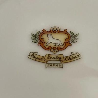 Vintage Royal Sealy China Japan â€œFRUITâ€ Three Footed Iridescent Lusterware Teacup and Saucer Set as Pic'd.