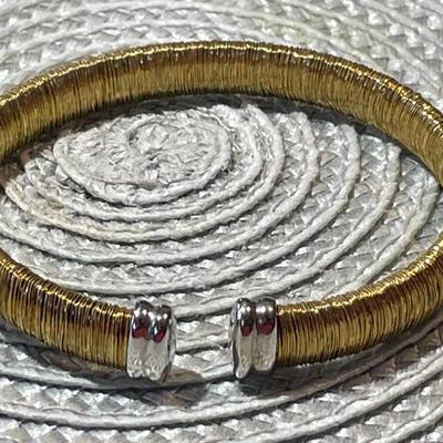 Italian Designer JCM Designer Wire Wrapped Flexible Sterling Silver Cuff Bracelet in VG Preowned Condition. (Standard Size).