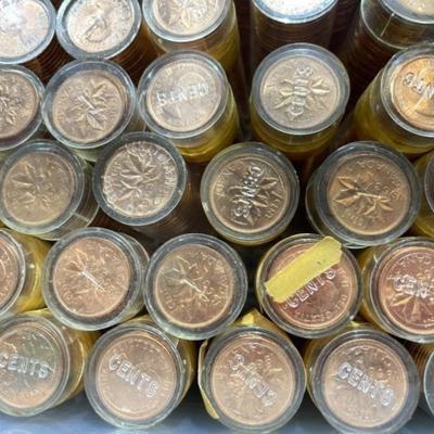 (10-Rolls)1963 Canada Choice Uncirculated Red Queen Elizabeth II Canadian Cents Fresh Lot Preowned from an Estate.