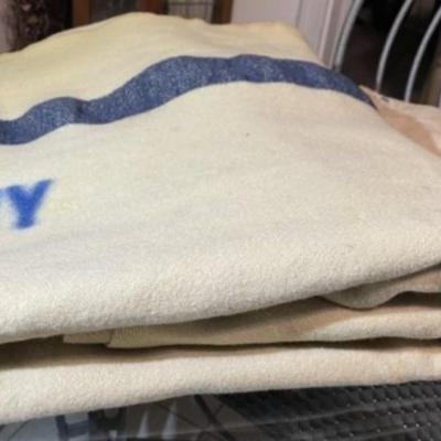 World War II Era United States Large Navy Blanket Preowned from an Estate in Fair-Good Condition.