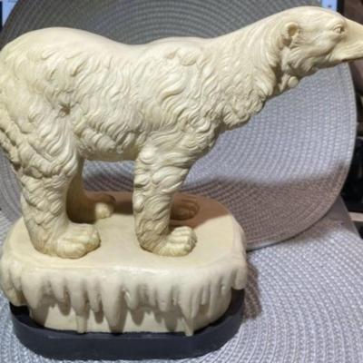 Vintage A Santini Sculpture Alabaster/Resin Polar Bear Figurine 8" x 8" Made in Italy Very Heavy.