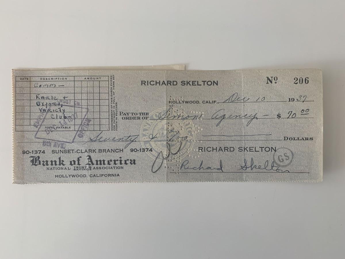 Red Skelton signed check | EstateSales.org