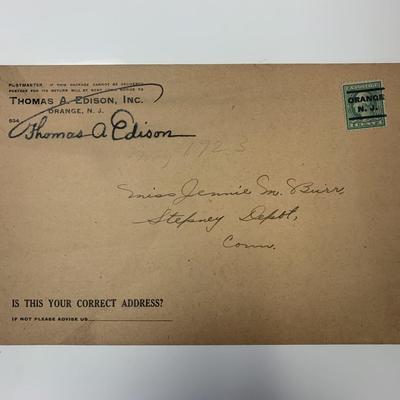 Thomas Edison signed letter holder. GFA authenticated