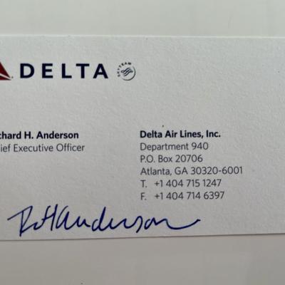 Delta Former CEO Richard H. Anderson signed business card